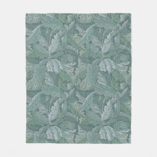 Couverture Polaire Motif feuille d'acanthe bleu sarcelle de William M