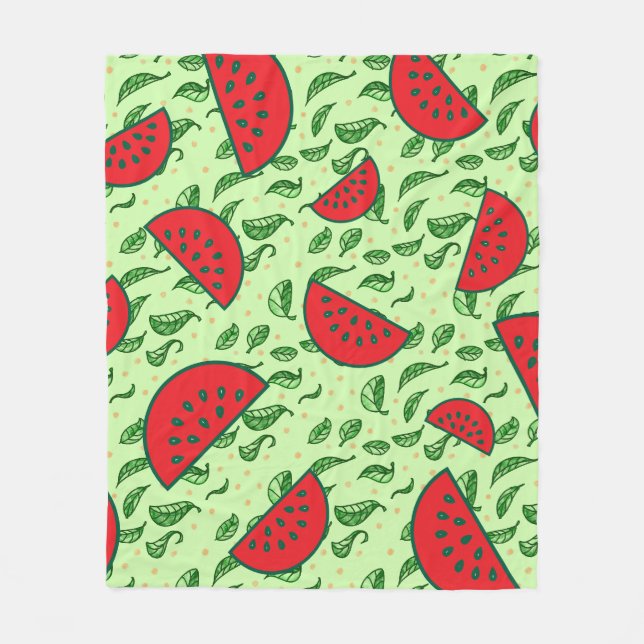 Couverture Polaire Motif feuille et pastèques (Devant)
