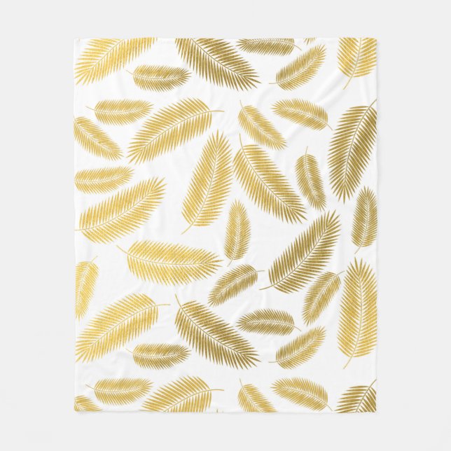 Couverture Polaire Motif Feuille Faux Gold Palm (Devant)