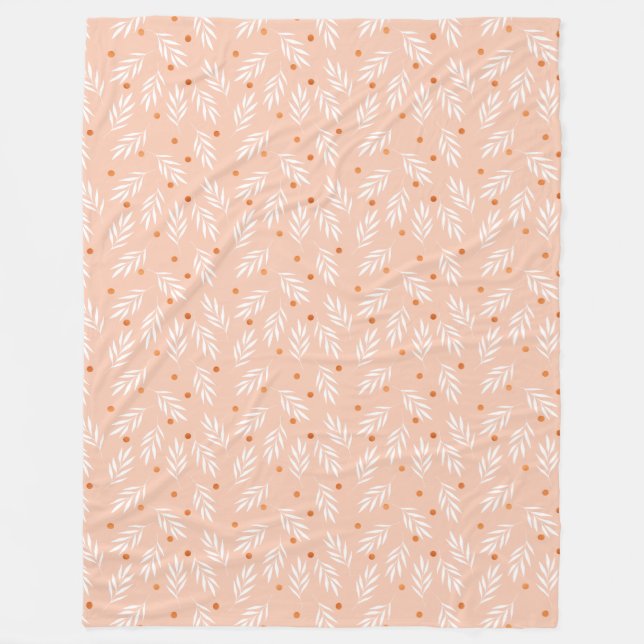 Couverture Polaire Motif Feuille moderne Apricot rose (Devant)