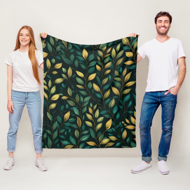 Couverture Polaire Motif Feuille verte (En situation)