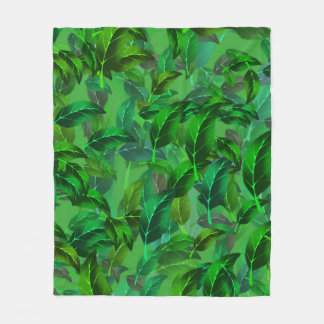 Couverture Polaire Motif Feuilles Vertes