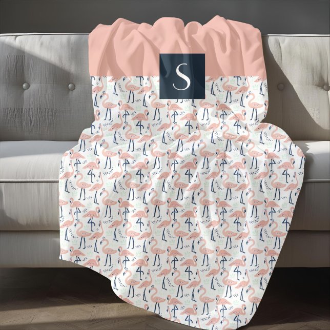 Couverture Polaire Motif flamant rose tropical moderne (Modern Tropical Pink Flamingo Pattern Fleece Blanket)