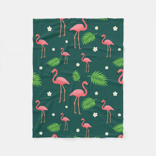 Couverture Polaire Motif Flamant Tropical (Devant)