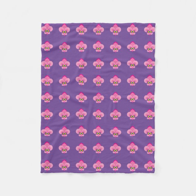 Couverture Polaire Motif Fleur De Lis Avec Nœud Papillon Rose (Devant)
