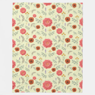 Couverture Polaire Motif fleuri de fleurs sauvages vintage, 150 cm x