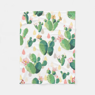 Couverture Polaire Motif fleurissant de cactus d'aquarelle douce
