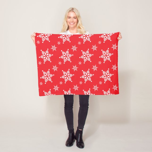 Couverture Polaire Motif Flocon de Neige, Flocons de Neige Blancs, Ne (En situation)