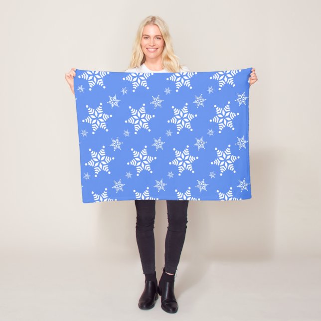 Couverture Polaire Motif Flocon de Neige, Flocons de Neige Blancs, Ne (En situation)