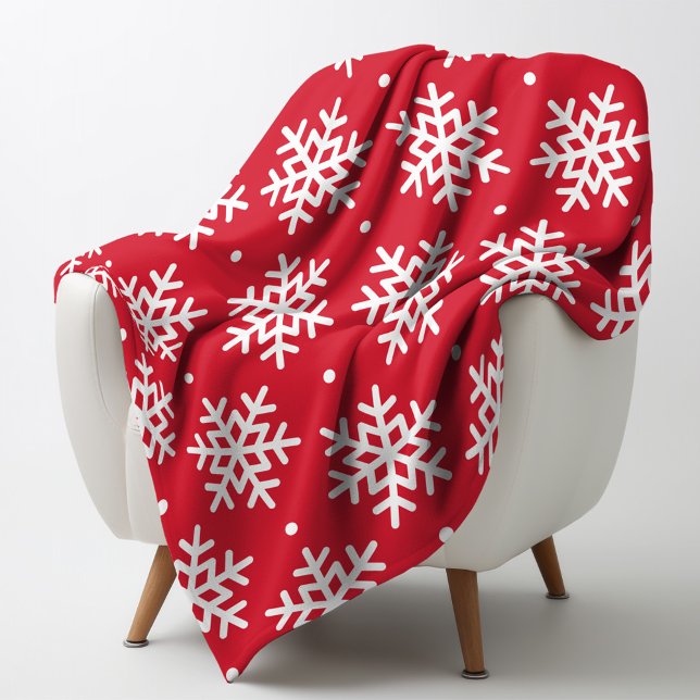 Couverture Polaire Motif flocon de neige rouge et blanc festif (Créateur téléchargé)