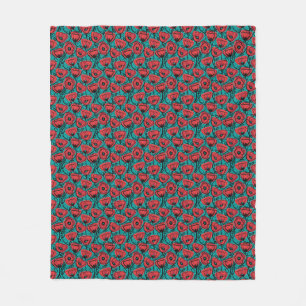 Couverture Polaire Motif floral abstrait moderne de coquelicot rouge