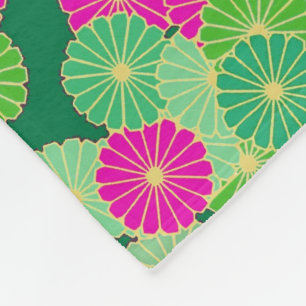 Couverture Polaire Motif floral Art Déco - nuances de vert, fuchsia