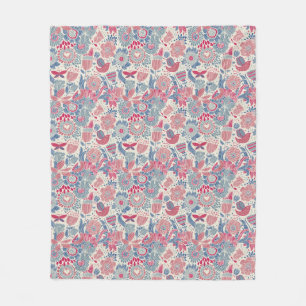 Couverture Polaire Motif floral avec l'oiseau et le papillon