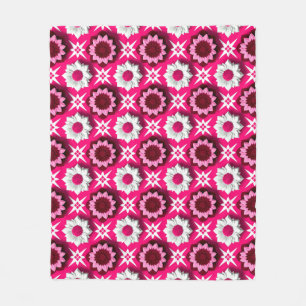 Couverture Polaire Motif floral avec lotus rose et blanc vibrant