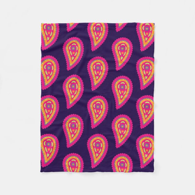 Couverture Polaire Motif Floral Boho Rose (Devant)