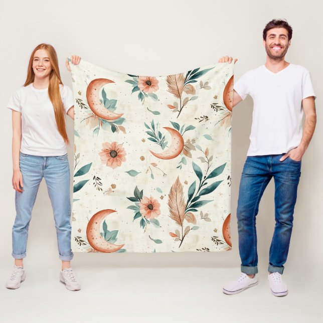 Couverture Polaire Motif floral céleste (2) (En situation)