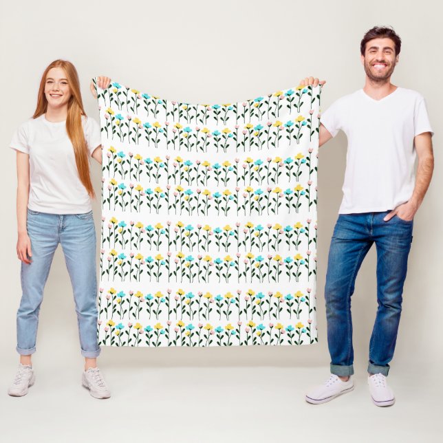 Couverture Polaire Motif floral chic monogramme (En situation)