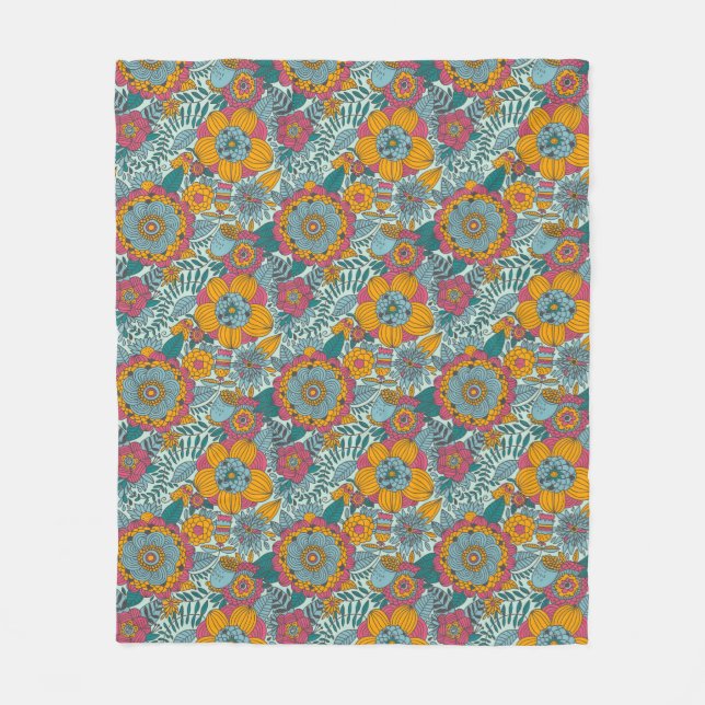 Couverture Polaire Motif floral coloré (Devant)