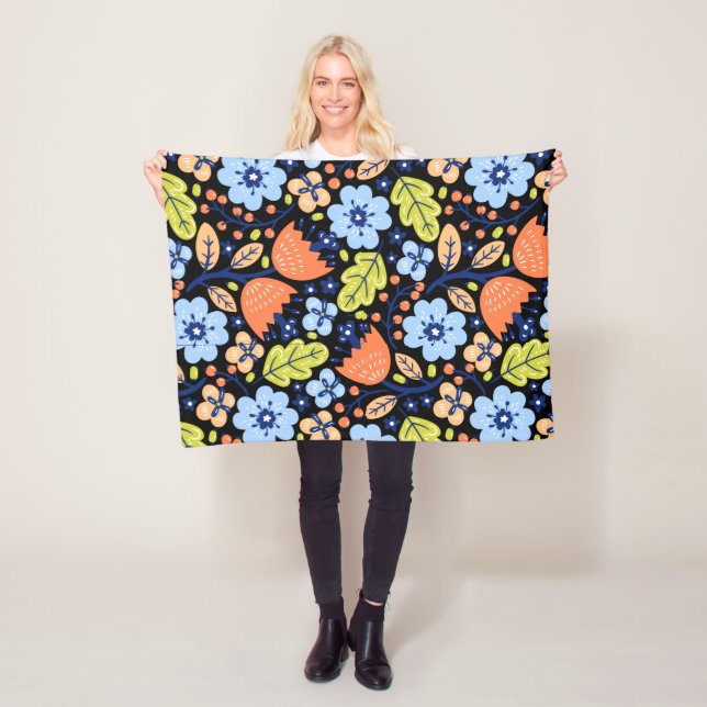 Couverture Polaire Motif floral coloré brillant (En situation)