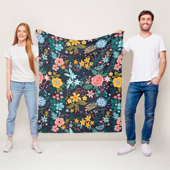 Couverture Polaire Motif floral coloré mignon (En situation)
