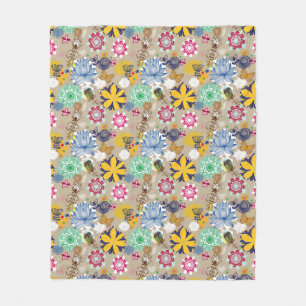 Couverture Polaire Motif floral dans le rétro style 3