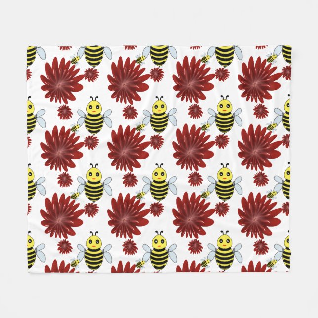 Couverture Polaire Motif floral de abeilles  (Devant (Horizontal))