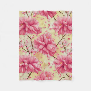 Couverture Polaire "Motif floral de fleurs de cerisier d'aquarelle"