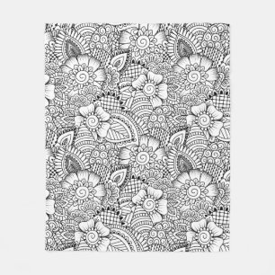 Couverture Polaire Motif floral de griffonnage