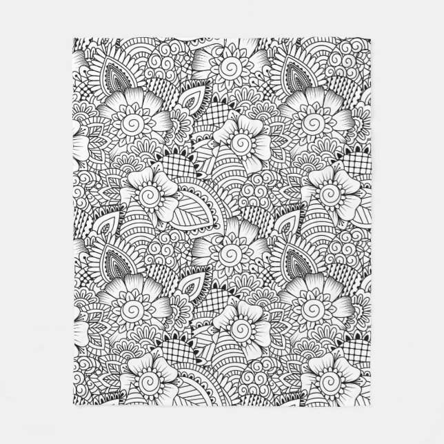 Couverture Polaire Motif floral de griffonnage (Devant)