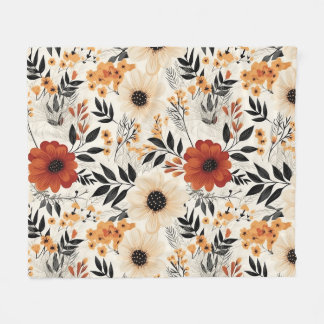 Couverture Polaire Motif floral de jardin en fleurs d'automne