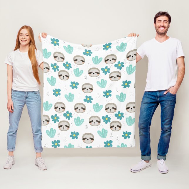 Couverture Polaire Motif floral de paresse douce (En situation)