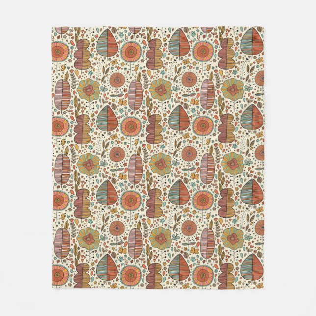 Couverture Polaire Motif floral d'été fait de feuille (Devant)