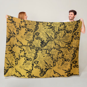 Couverture Polaire Motif floral doré Fleur orientale