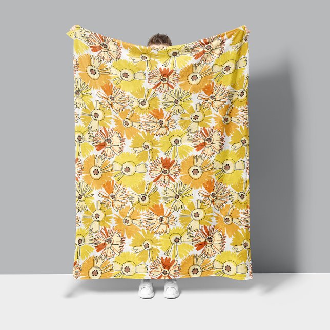 Couverture Polaire Motif Floral Éclatant SunburstBloom dans des Tons  (Créateur téléchargé)