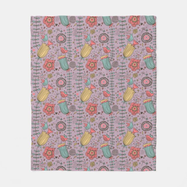 Couverture Polaire Motif floral élégant avec des fleurs (Devant)