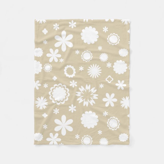 Couverture Polaire Motif floral en beige (Devant)