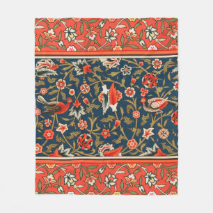 Couverture Polaire Motif floral indo-persan bohème vintage rouge