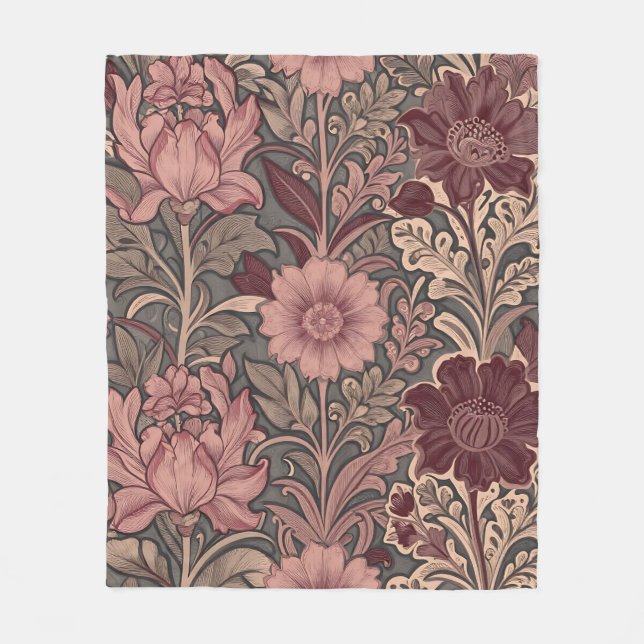 Couverture Polaire Motif floral inspiré de William Morris (Devant)