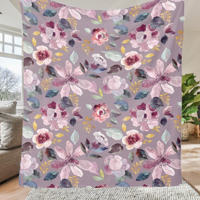 Couverture Polaire Motif floral lilas (Créateur téléchargé)