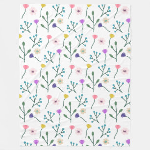 Couverture Polaire Motif floral moderne clair blanc
