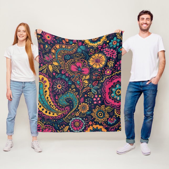 Couverture Polaire Motif floral Paisley (En situation)