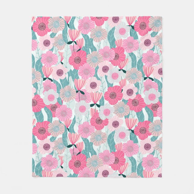 Couverture Polaire motif floral pastel Abstrait. Beau flo rose (Devant)