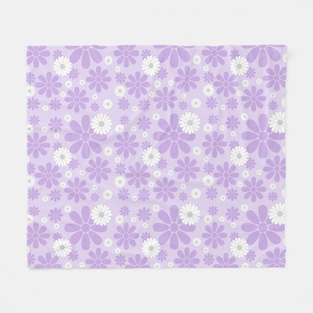 Couverture Polaire Motif Floral Pastel LAVANDE (Devant (Horizontal))