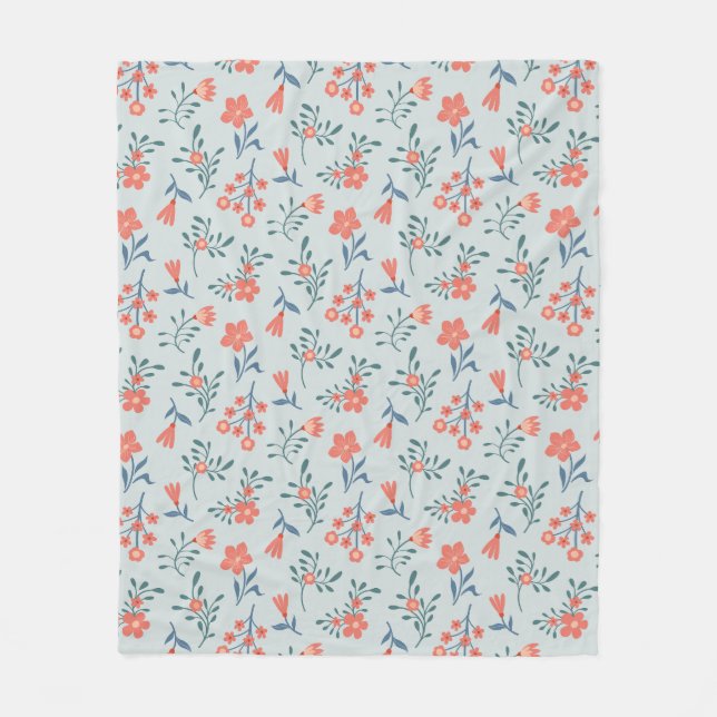 Couverture Polaire Motif floral Prairie de corail (Devant)