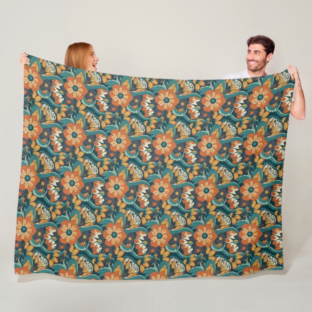 Couverture Polaire Motif floral rétro (En situation)