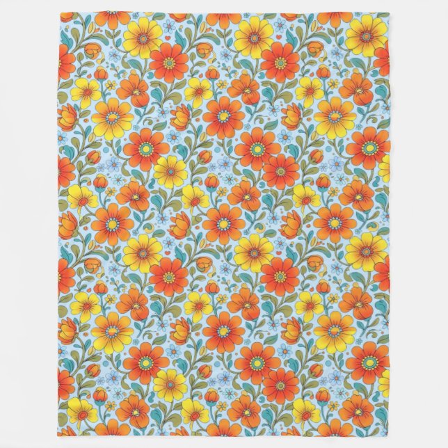 Couverture Polaire Motif floral rétro sans couture (Devant)