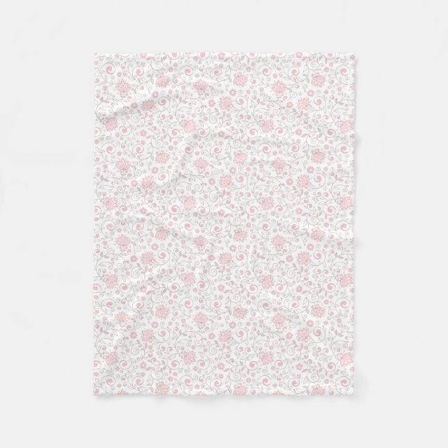 Couverture Polaire Motif floral rose-clair élégant (Devant)