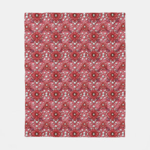 Couverture Polaire Motif floral rouge avec accents de perles