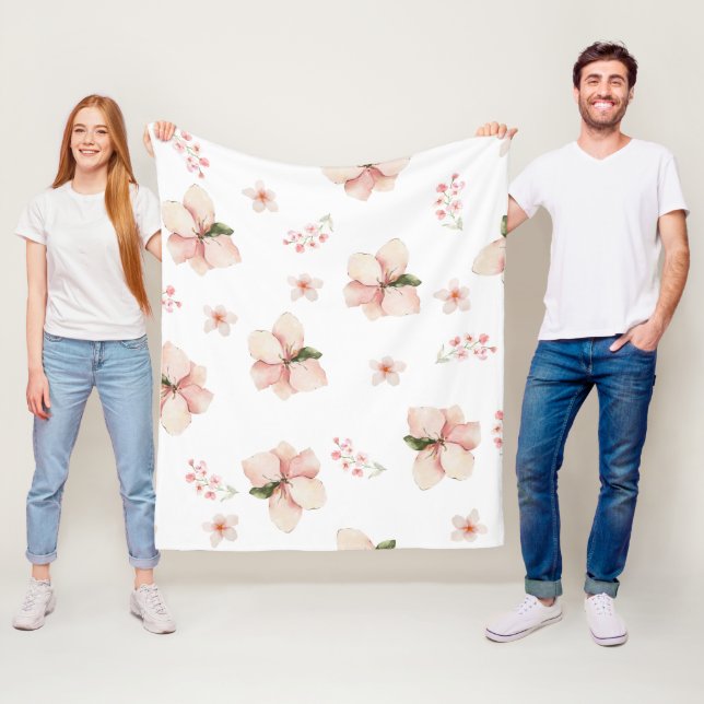 Couverture Polaire Motif floral sans couture à l'aquarelle douce (En situation)