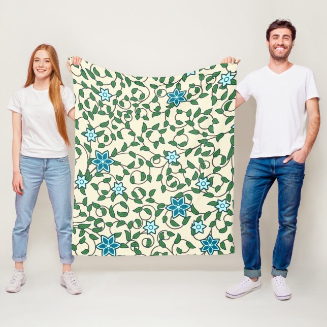 Couverture Polaire Motif floral sans couture sur fond beige (En situation)